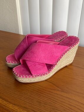 Taryn by Taryn Rose Milford Espadrille Wedge Sandals Pink Size 9